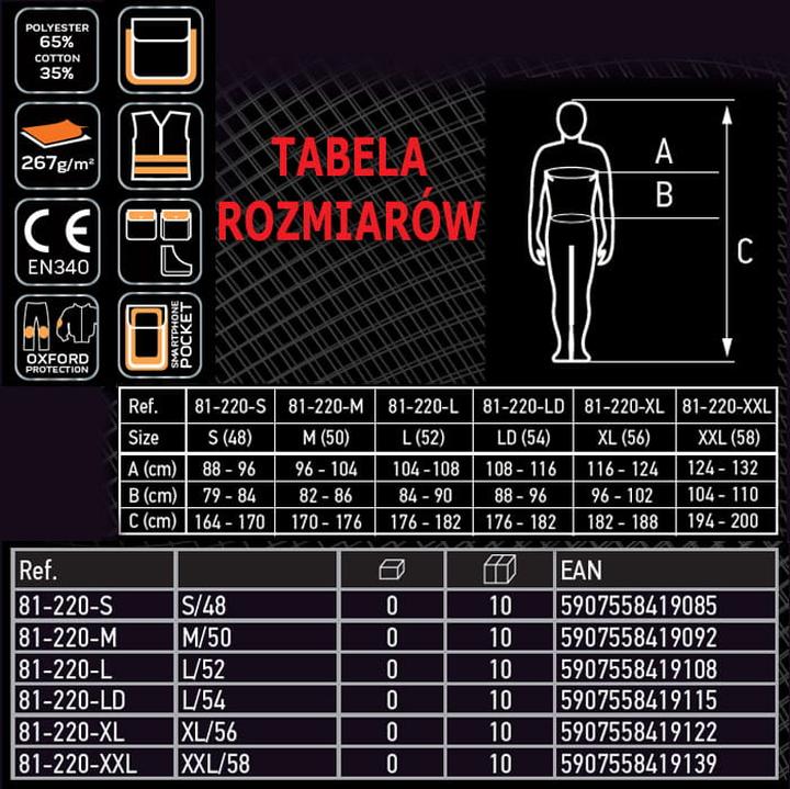 Tabela rozmiarów spodnie 48