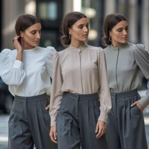 Stylowe inspiracje: jakie spodnie pasują do szarej bluzki?